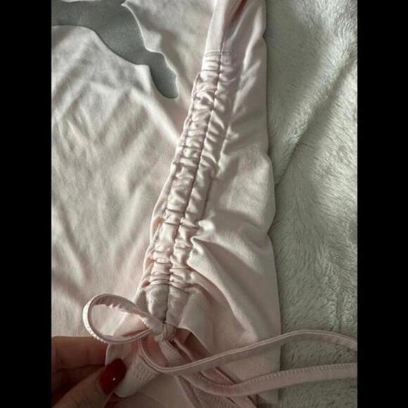 Puma Women's Long Sleeve Ruched Crop Top - Size Small, Light Pink - Picture 3 of 4